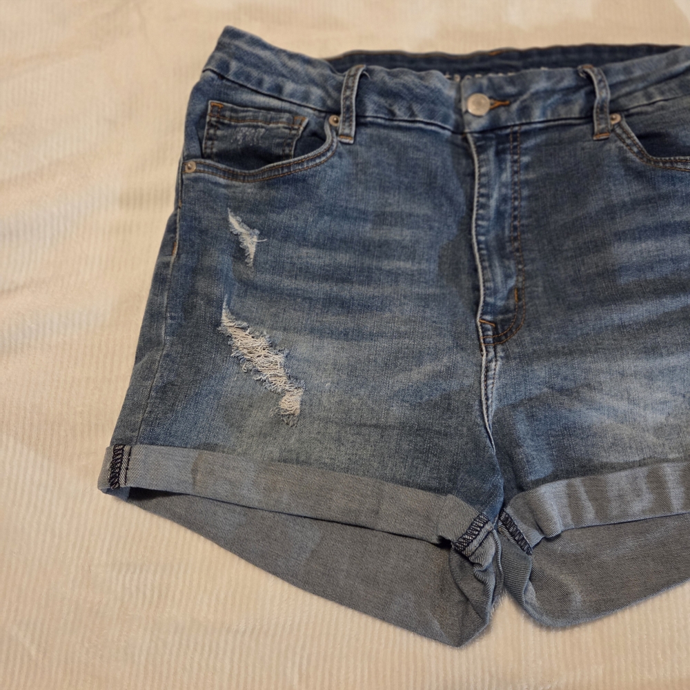 Aeropostale Women's Distressed Blue Jean Shorts - Picture 2 of 4